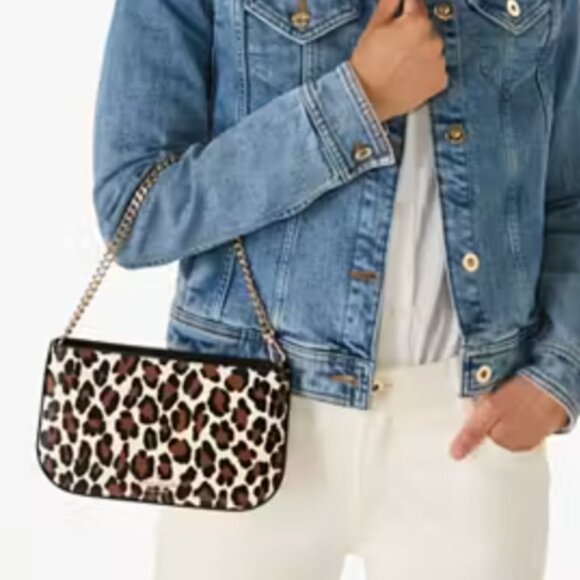 KATE SPADE Madison Leopard Saffiano Pochette Bag, NWT - Picture 1 of 7